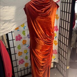 Anthropologie Rust Velvet Maxi Dress